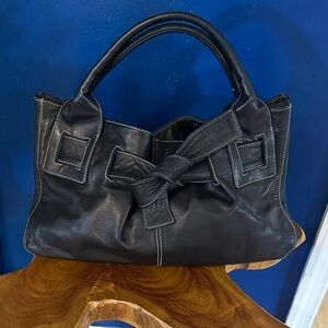 Women’s Perlina Elegant Italian Black Leather Bow Handbag